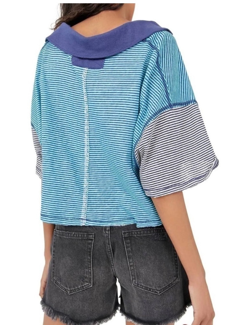 Free People ON A BOAT BOXY POLO TOP SIZE LARGE - Picture 6 of 15
